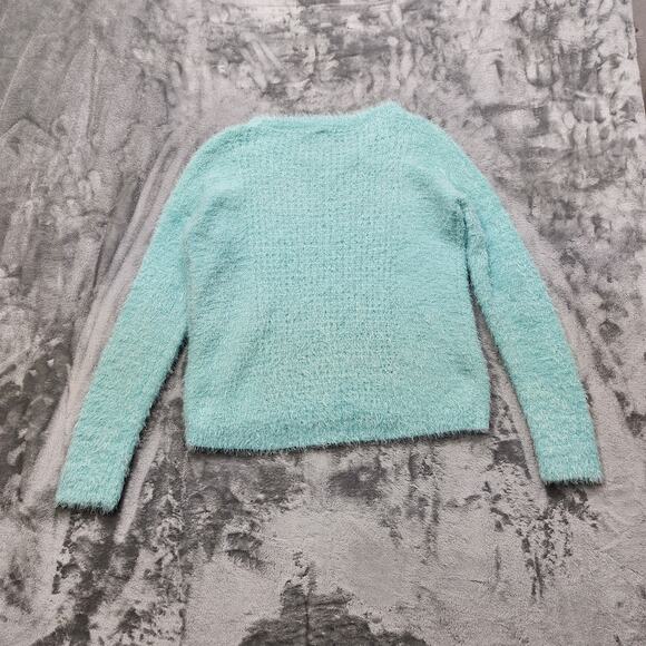 No Boundaries Sweater Womens M (7-9) Juniors Blue Fuzzy Eyelash Knit Pullover - Picture 2 of 8